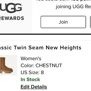 UGG Chestnut Classic Twin Seam Boots